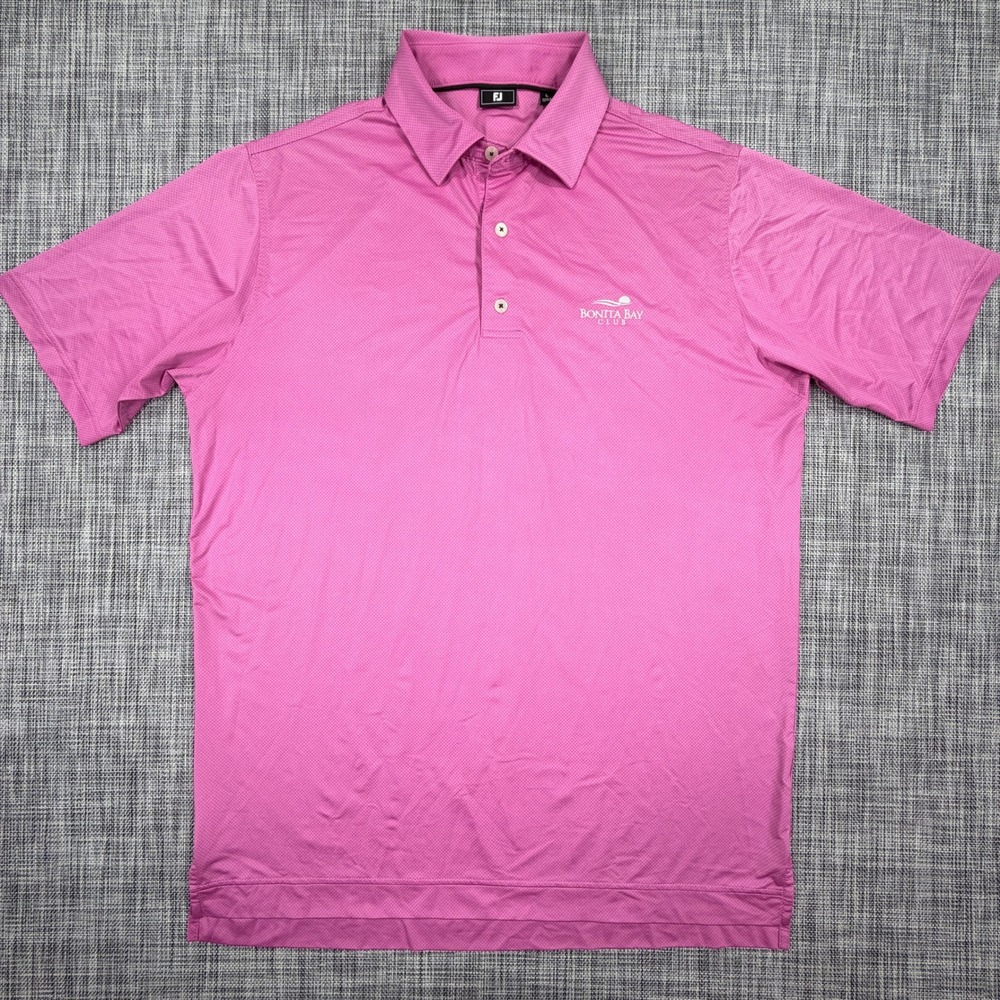 FootJoy Men's Golf Polo Pink Large Bonita Bay Club Embroidered Short Sleeve